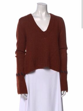 Khaite cashmere Rust V-Neck Women's Sweater